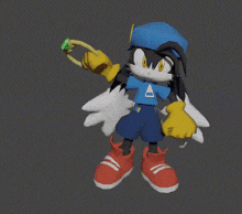 a cartoon character is holding a ring in his hand .