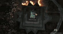 an aerial view of a pyramid with fx written on the bottom