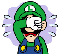 a cartoon of a man wearing a green hat with the letter l on it