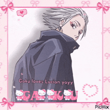 a picture of a man with the words gaku loves lucian yayy