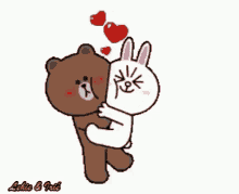 Cony And Brown Love GIF - Cony And Brown Love Hug GIFs