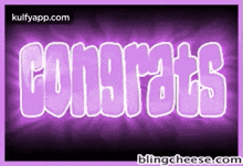 a congratulations greeting card with a purple background