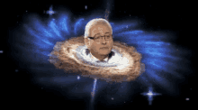 a man with glasses is in a black hole