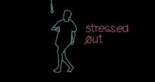 a neon sign that says stressed out in pink