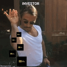 a meme of a man with a mustache and sunglasses with the word investor at the top