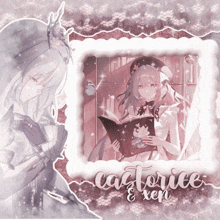 a picture of a girl reading a book with the name castorice on the bottom right