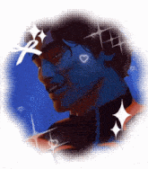 a drawing of a man with hearts on his cheeks