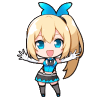 a cartoon girl with blonde hair and blue eyes