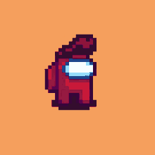 a pixel art of a red among us character with a hat on