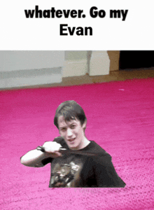 a picture of a man holding a sword with the caption " whatever go my evan " above him