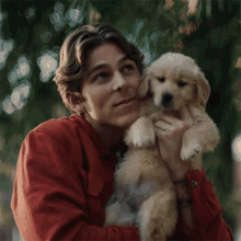 Hugging A Puppy Gunnar Gehl GIF - Hugging A Puppy Gunnar Gehl For Your Love Song GIFs