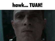 a man in a jail cell is shaking hands with a police officer and the caption hawk tuah