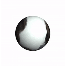a close up of a person 's face in a ball