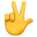 a yellow hand is making a peace sign .