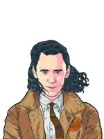 a drawing of a man with long hair wearing a brown jacket