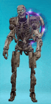 a robot with a skeleton on it 's back