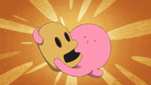 a cartoon drawing of a smiley face and a pink face