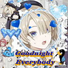 a picture of a girl with the words goodnight everybody on the bottom