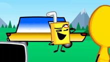 a cartoon drawing of a juice box with a straw coming out of it