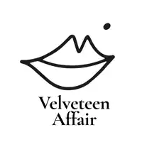 a logo for velveten affair shows a lip gloss applicator