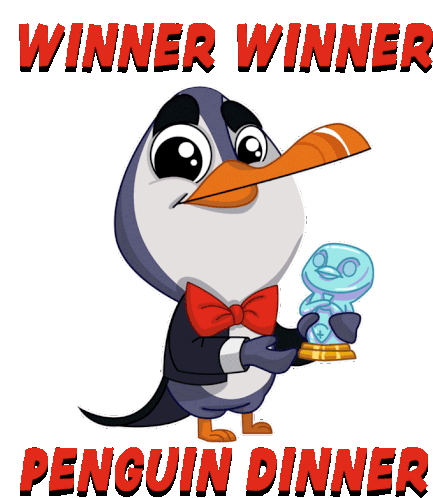Penguin Winner Winner Sticker - Penguin Winner Winner The Winner Is Stickers