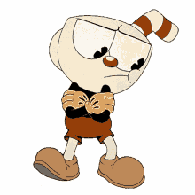waiting cuphead the cuphead show tapping foot on the floor getting impatient