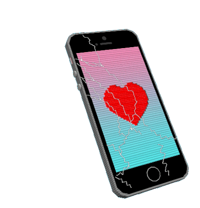 Phone Heart Sticker - Phone Heart Heartbreak Stickers