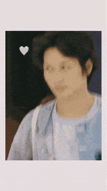 a blurry picture of a man 's face with a heart behind him .