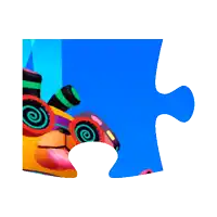 a piece of a puzzle with a colorful cartoon character on it
