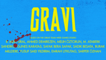 a blue background with the word gravi in yellow letters