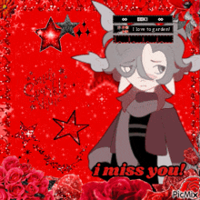 a picture of a cartoon character with the words i miss you
