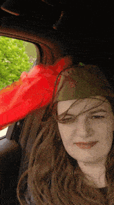 a woman wearing a hat with a star on it