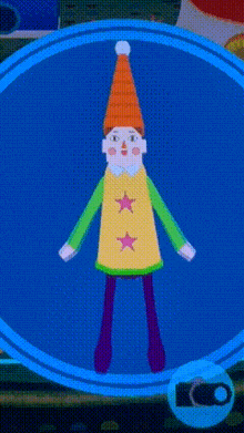 a cartoon character wearing an orange hat and a yellow shirt