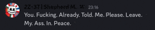 a screenshot of a message from shepherd m