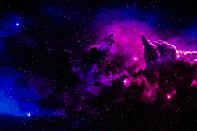 a purple and blue galaxy with lots of stars and clouds