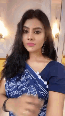 nivisha blue saree south indian woman south indian actress