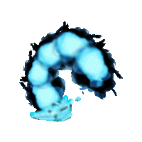 a drawing of a blue and black worm with a white background