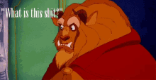 a cartoon of the beast from beauty and the beast asking what is this shit