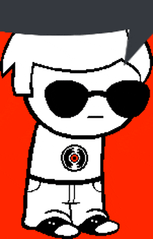 a pixel art of a person wearing sunglasses and a target on their chest