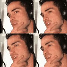 four images of a man wearing headphones with the words brazilponcho below him