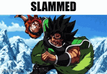 a picture of a cartoon character with the word slammed on the bottom