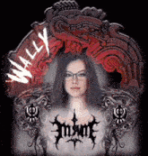 a picture of a woman with the word wally written on it