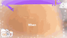 a purple banner with the word when in the middle