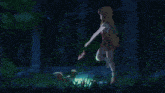 a cartoon eevee is standing next to a purple eevee in the grass .