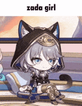 a cartoon of a girl with cat ears and the words zada girl written above her