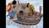 a cartoon of a man jumping off a boat with the words " mortal insolente " below him