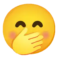 a smiley face is covering its mouth with its hand