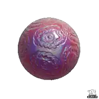 a pink and purple ball with roses on it is against a white background