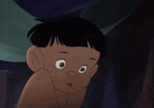 a close up of a cartoon character 's face smiling