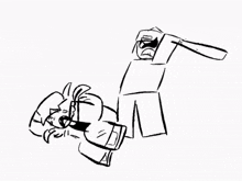 a black and white drawing of a man giving a woman a massage .